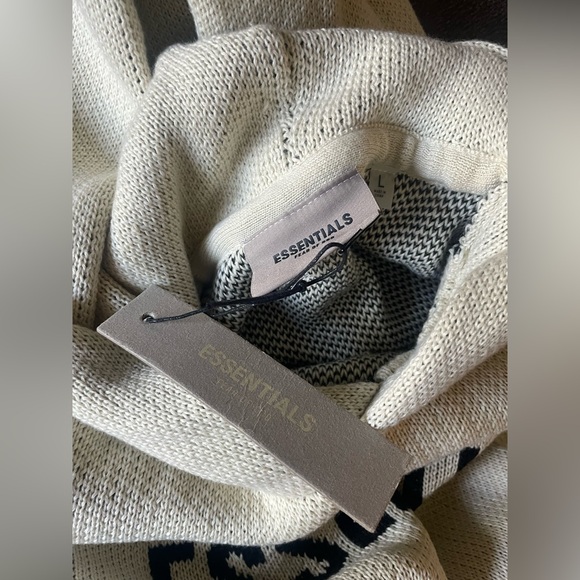 Fear of God Essentials Knit Hoodie 'Cream' - Picture 4 of 5